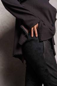 Брюки комбинированные с кожей - Брюки комбинированные с кожей