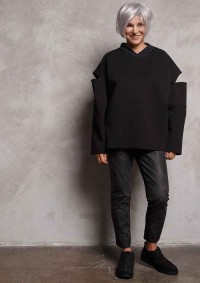 Брюки комбинированные с кожей