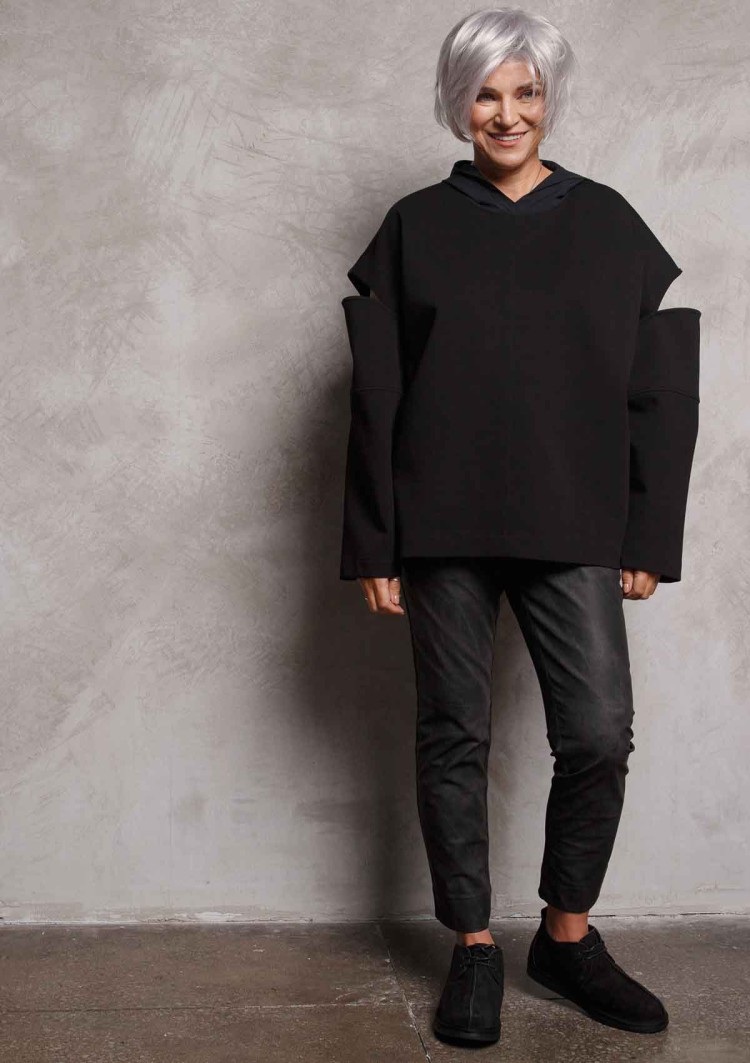 Брюки комбинированные с кожей