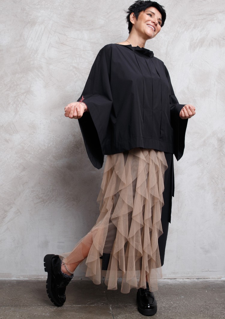 Юбка бохо со съемным  фартуком из фатина