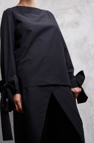 Джемпер с горловиной лодкой и бантами - Джемпер с горловиной лодкой и бантами