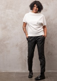 Брюки комбинированные с кожей